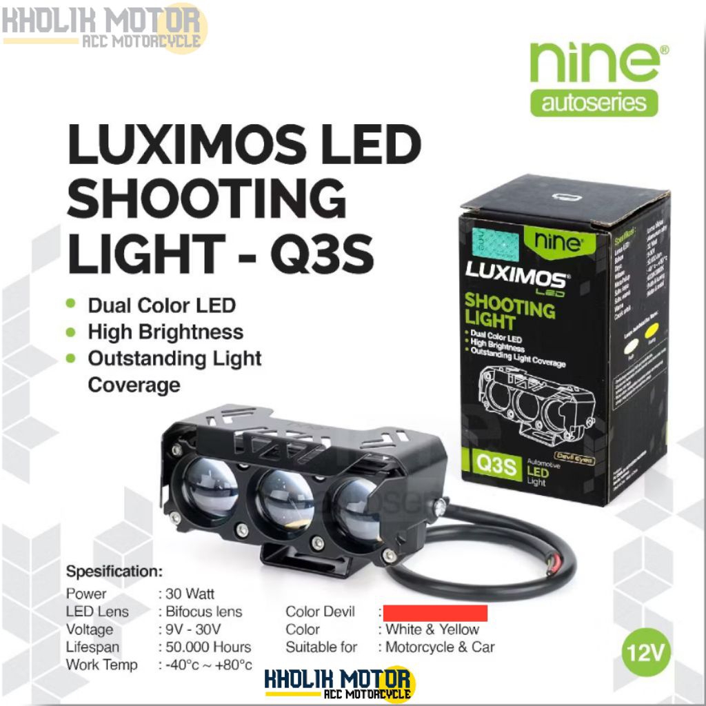 Lampu Sorot SQL 3 Mata Q3S Original Nine Luximous 30w