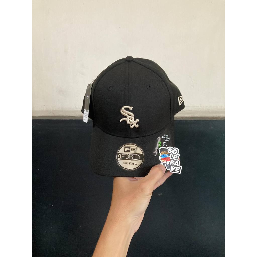 TOPI NEW ERA 940CS STRAPBACK X MLB CHICAGO WHITE SOX REPREVE BLACK ORIGINAL NO BOX