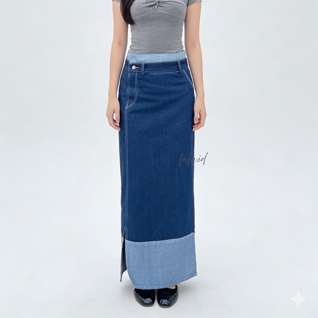 ROK JEANS WANITA ROK DUA WARNA  BELAH SAMPING