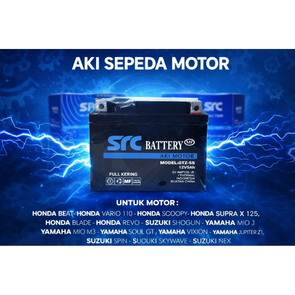 Aki Kering Motor SRC GTZ5S 12V Original