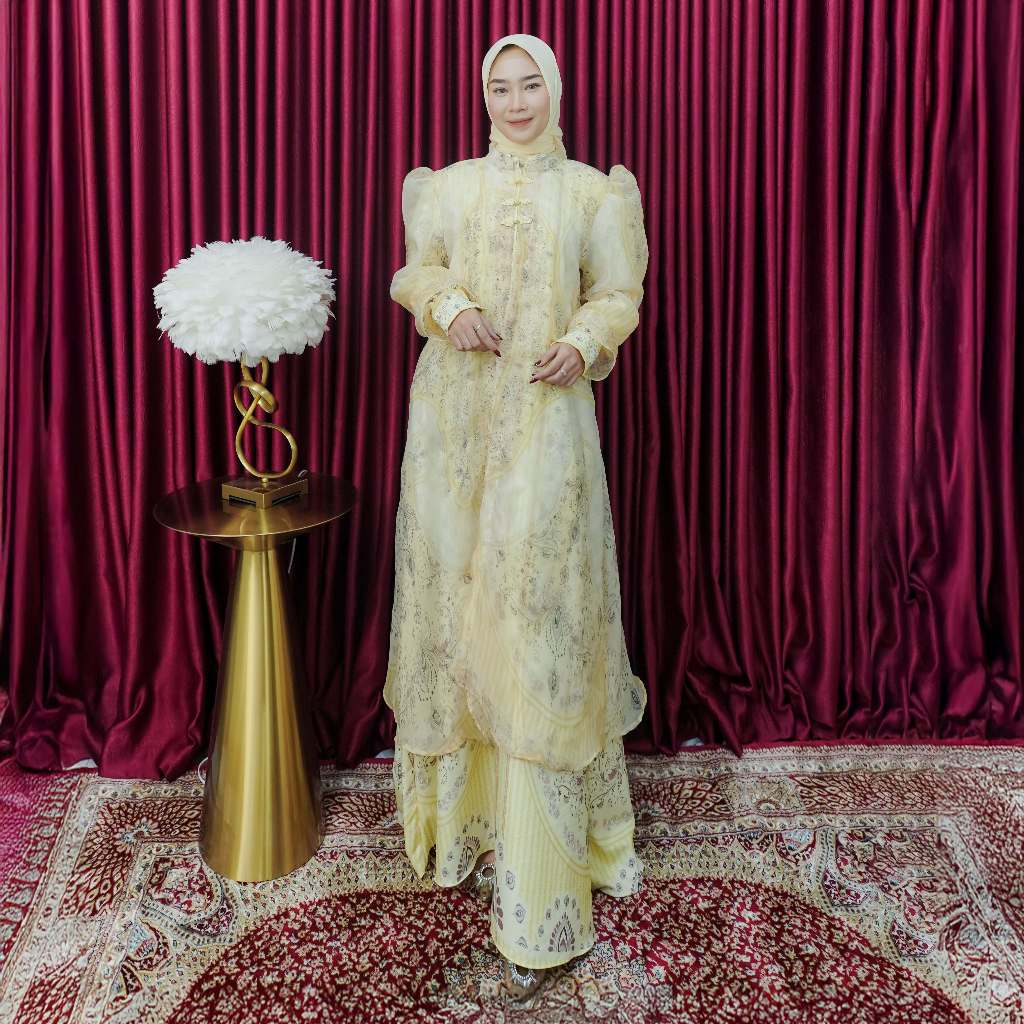DAZFA Gamis Muslim Wanita Lepas Pasang Outer Organza
