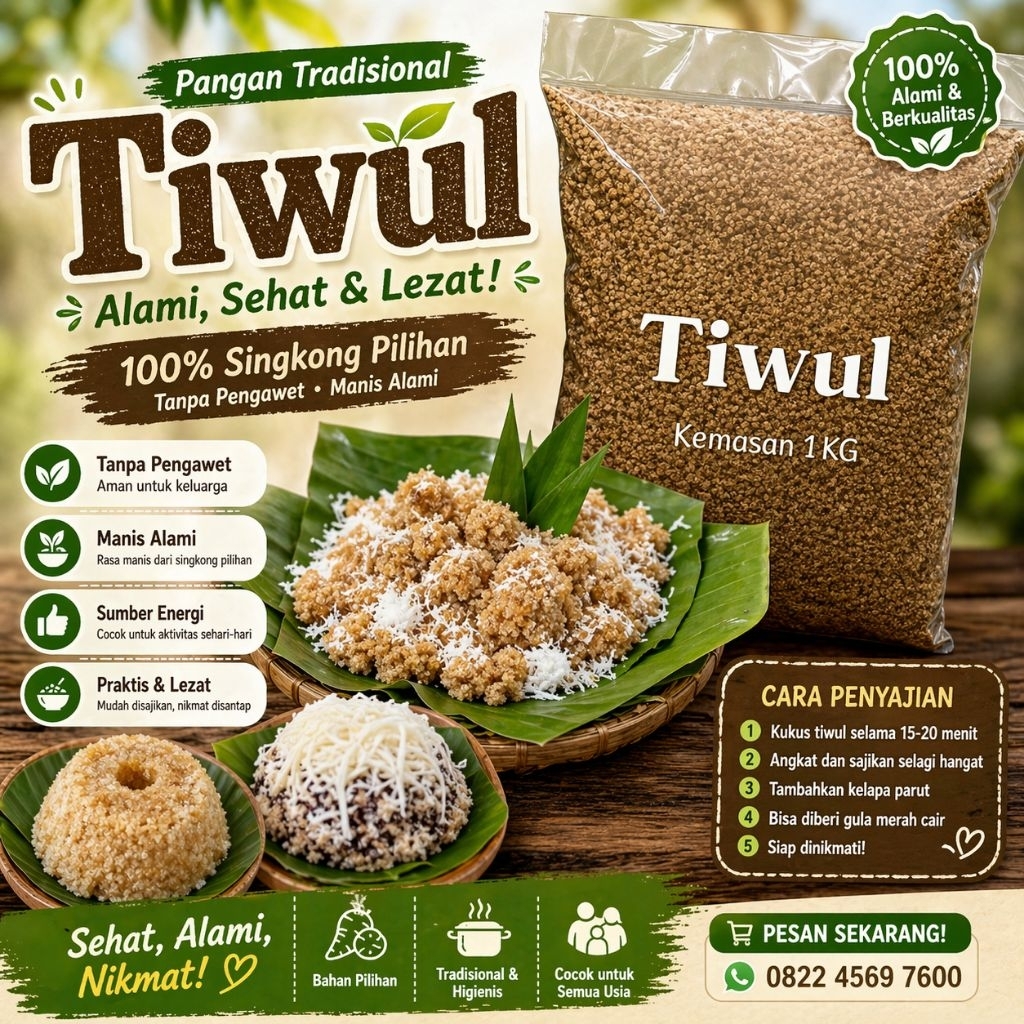 1kg Tiwul Instan tiwul singkong manis tanpa pengawet