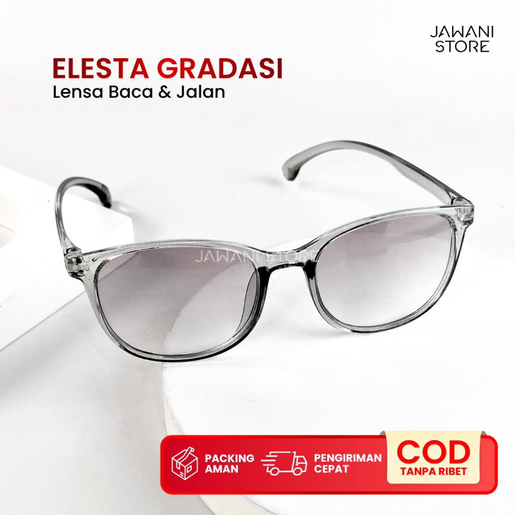 [ Best Seller ] ELESTA LENS GRADIENT Kacamata Double Fokus Baca dan Jalan Kaca Mata Baca Plus Jalan 