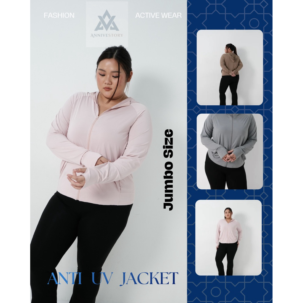 SIZE JUMBO ANTI UV JACKET TERDAPAT THUMBHOLE BAHAN RINGAN ADEM QUICK DRY 15055