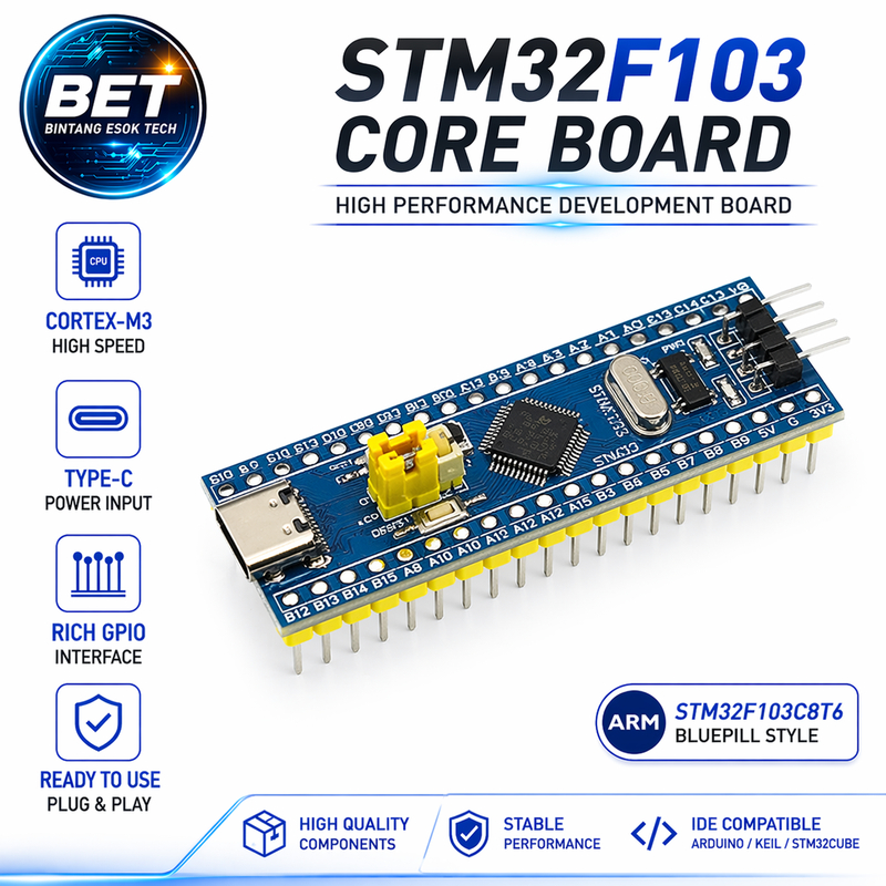 STM32F103 USB Type-C Development Board Core Board BluePill Cortex-M3 STM32F103C8T6