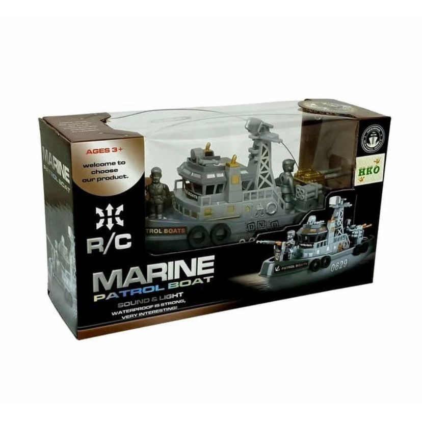 Mainan Kapal Perang RC Marine Patrol Boat Remote Control + Lampu dan suara 0629