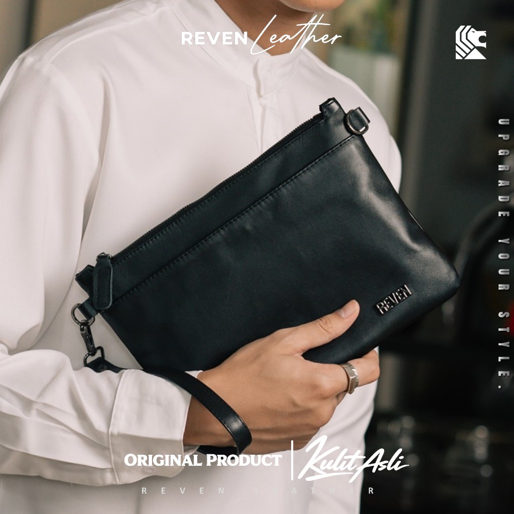 Handbag Clutch Pria Reven Adam Kulit Sapi Asli Tas Selempang Cowok Keren Original Premium Leather