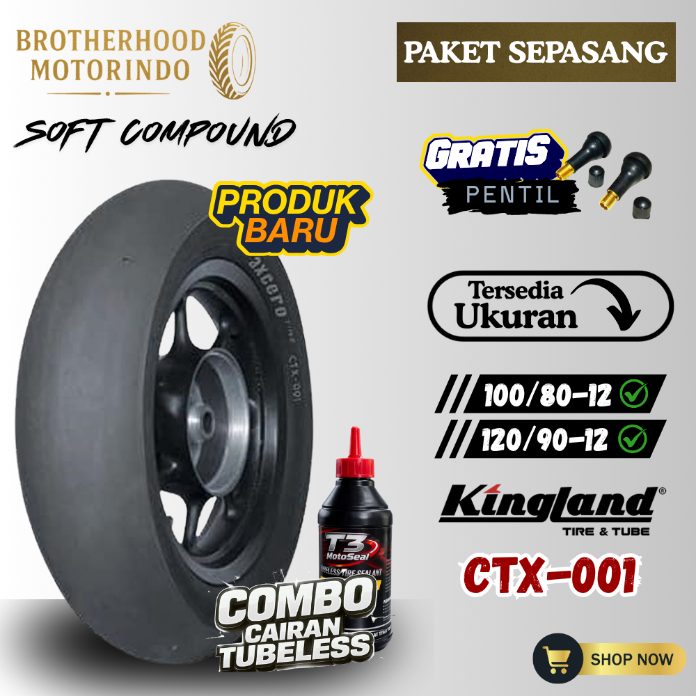 BAN KINGLAND AXCERO CTX 001 TUBELESS RING 12 (100/80-12 / 120/80-12) BAN BALAP RING 12 / SOFT COMPOU