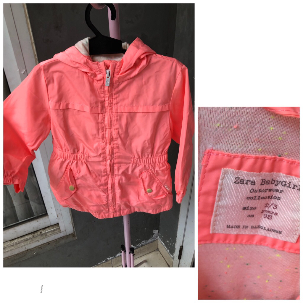 jaket hoodie Zara girl sz 2/3y orange