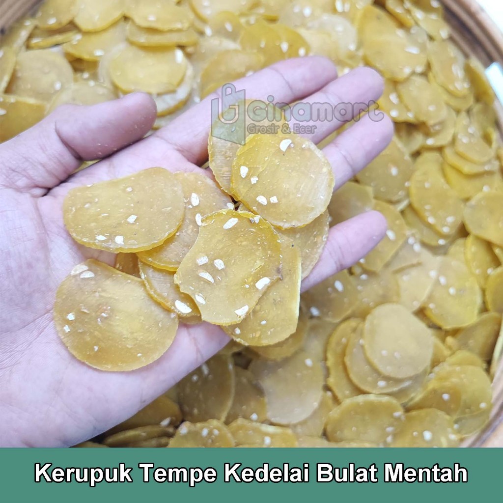 Kerupuk Tempe Kedelai Bulat Mentah Renyah dan Gurih Mengembang Saat digoreng