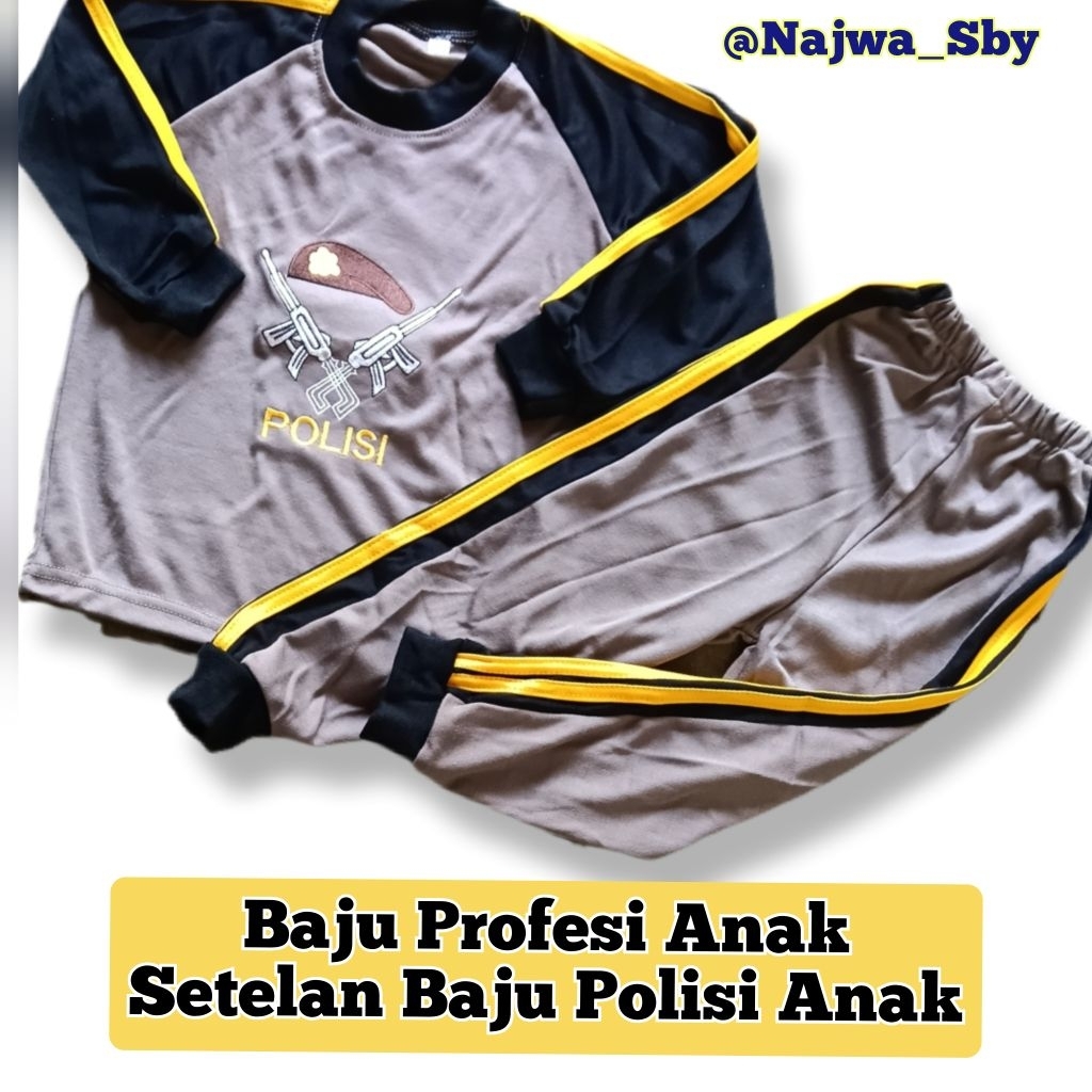BAJU ANAK POLISI ABU ABU/ SETELAN BAJU ANAK KAOS POLIS / BAJU POLISI ANAK / BAJU ADAT ANAK / BAJU AN