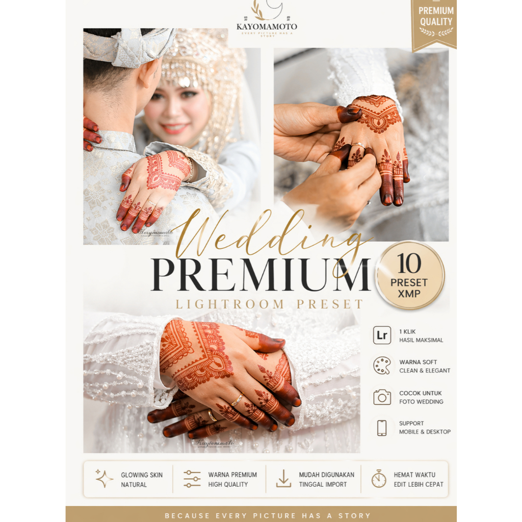 WEDDING PREMIUM LIGHTROOM PRESET 2026 (XMP) – FOTO WEDDING AUTO MAHAL