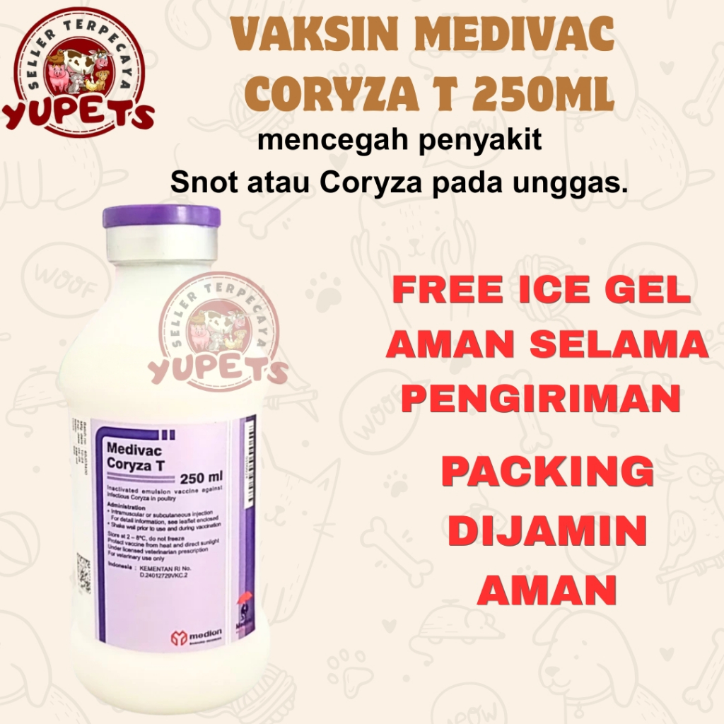 VAKSIN MEDIVAC CORYZA T 250ML 500DOSIS - Vaksin Ayam Untuk Mencegah Penyakit Coryza Yang Ganas Dan J