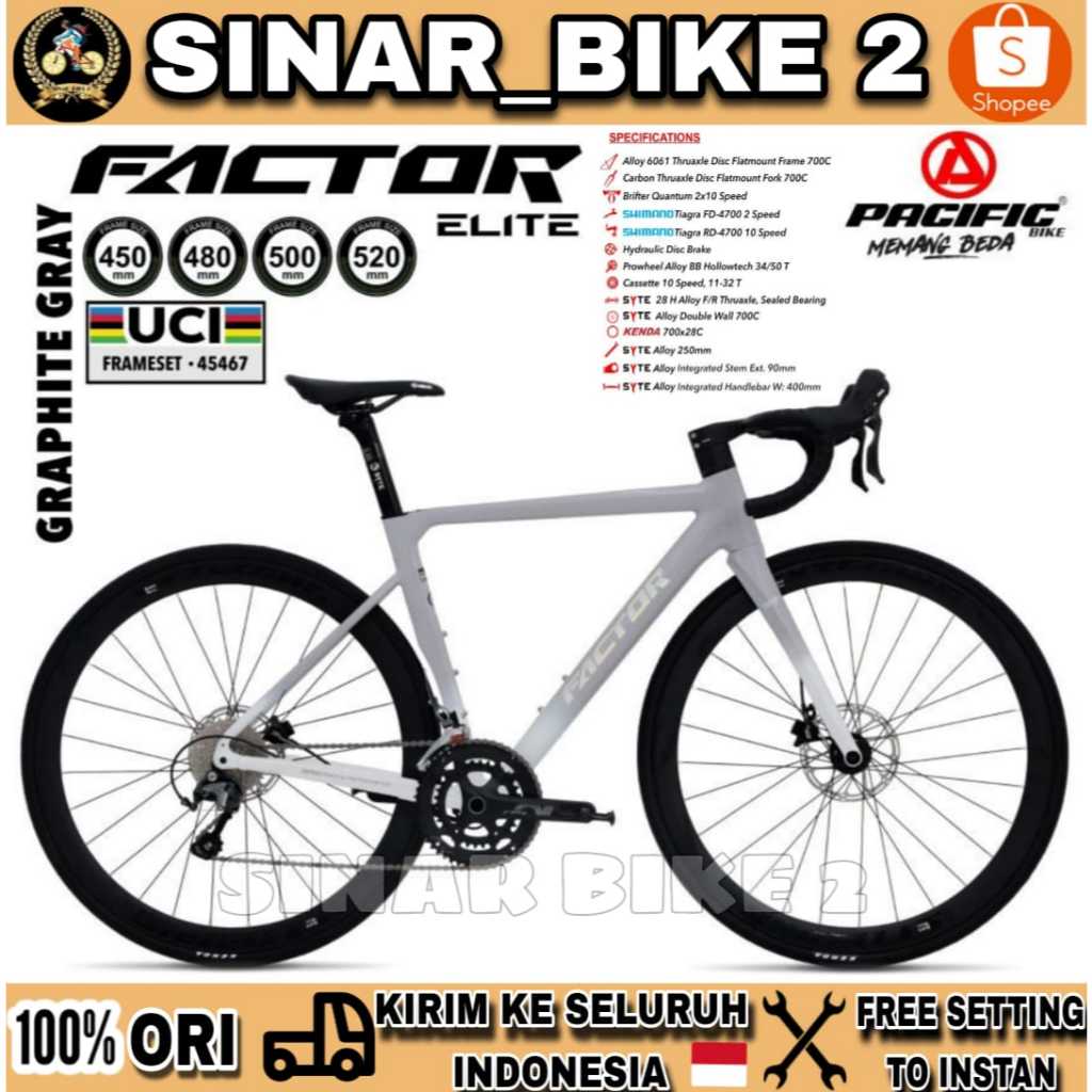 Sepeda Balap Roadbike PACIFIC FACTOR ELITE Frame Alloy Shimano 2x10 Speed