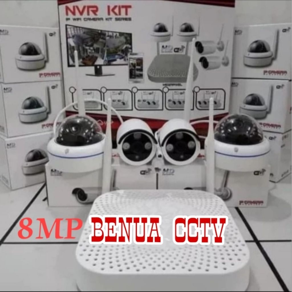 PAKET NVR KIT CCTV WIRELESS 8MP Full HD 2 KAMERA ATAU 4 KAMERA Tanpa Kabel