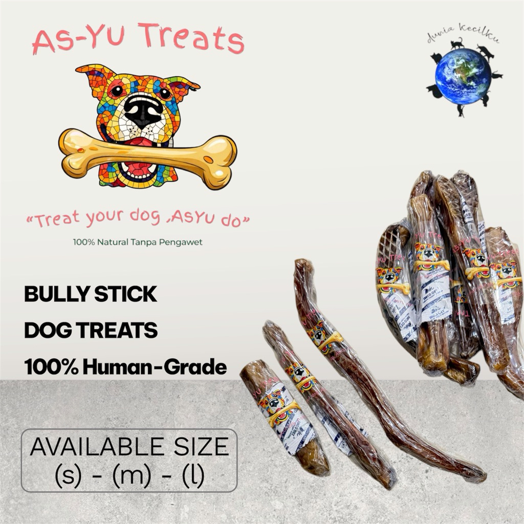 As-Yu Treats Dehydrated BULLY STICK Jerky Snack Cemilan Anjing  Urat Tendon Sapi 100% Human-Grade & 
