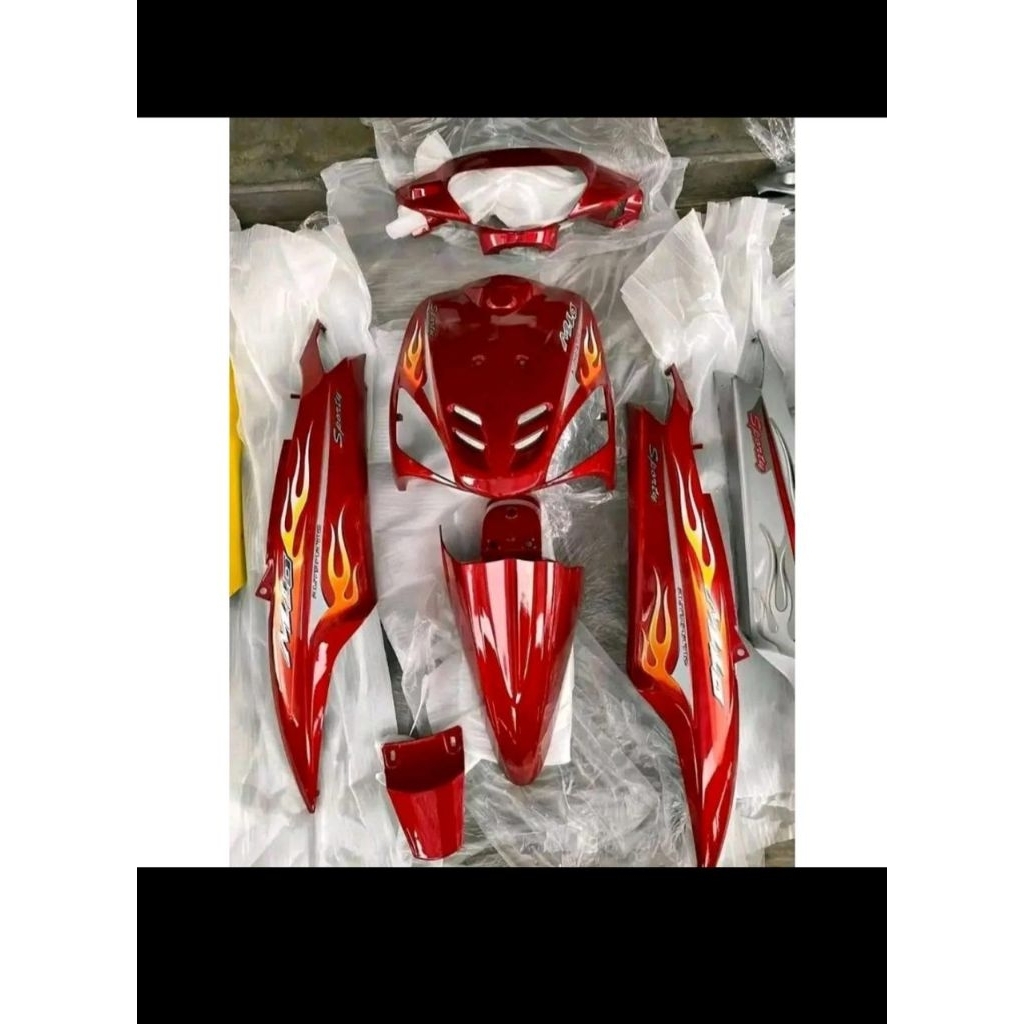 fullbody+bonus striping (warna merah maroon) Mio sporty tahun 2004-2007 barang baru 100% cat duco