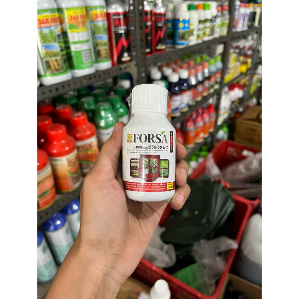 Insektisida FORSA 550/60ec Klorpiripos 550g/l Sipsrmetrin 60g/l Kemasan 400, 200, 100ml