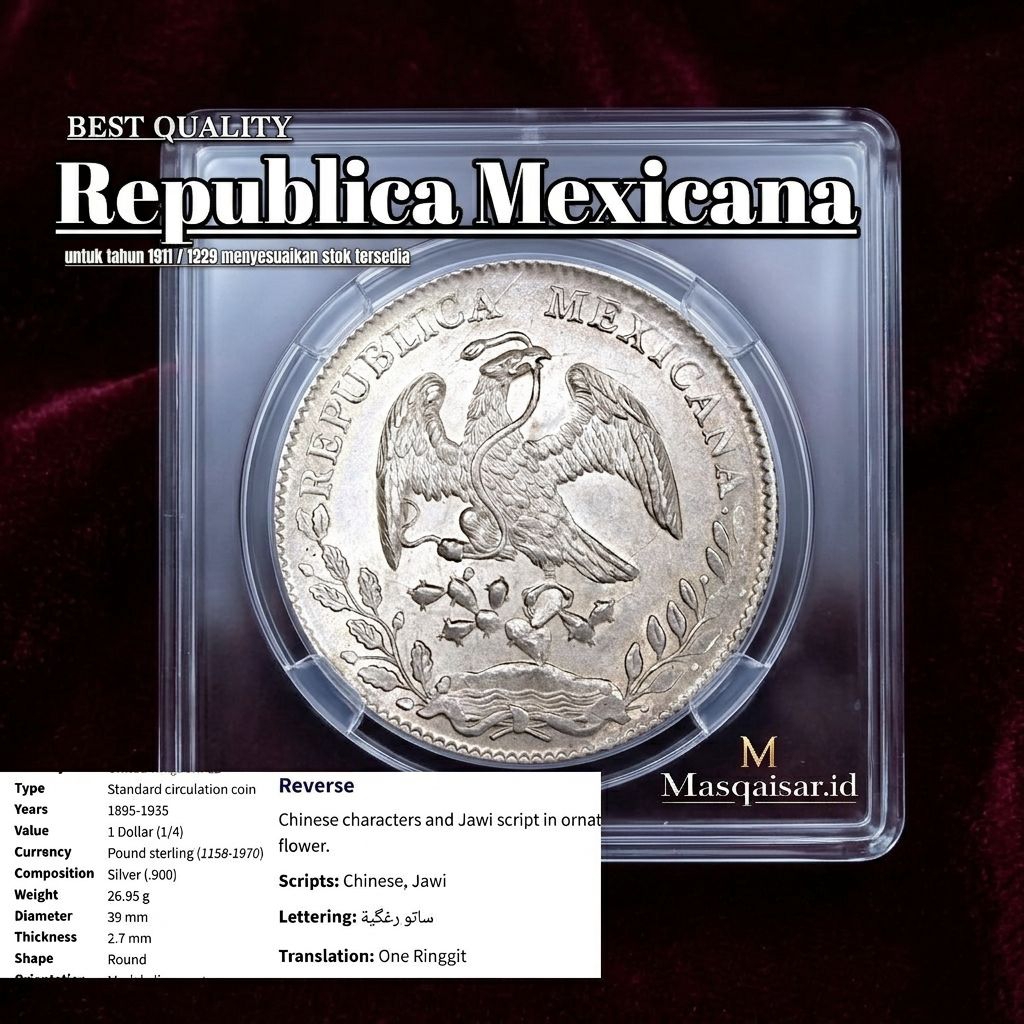 Koin Perak MEXICANA Republica 1893 Best Quality