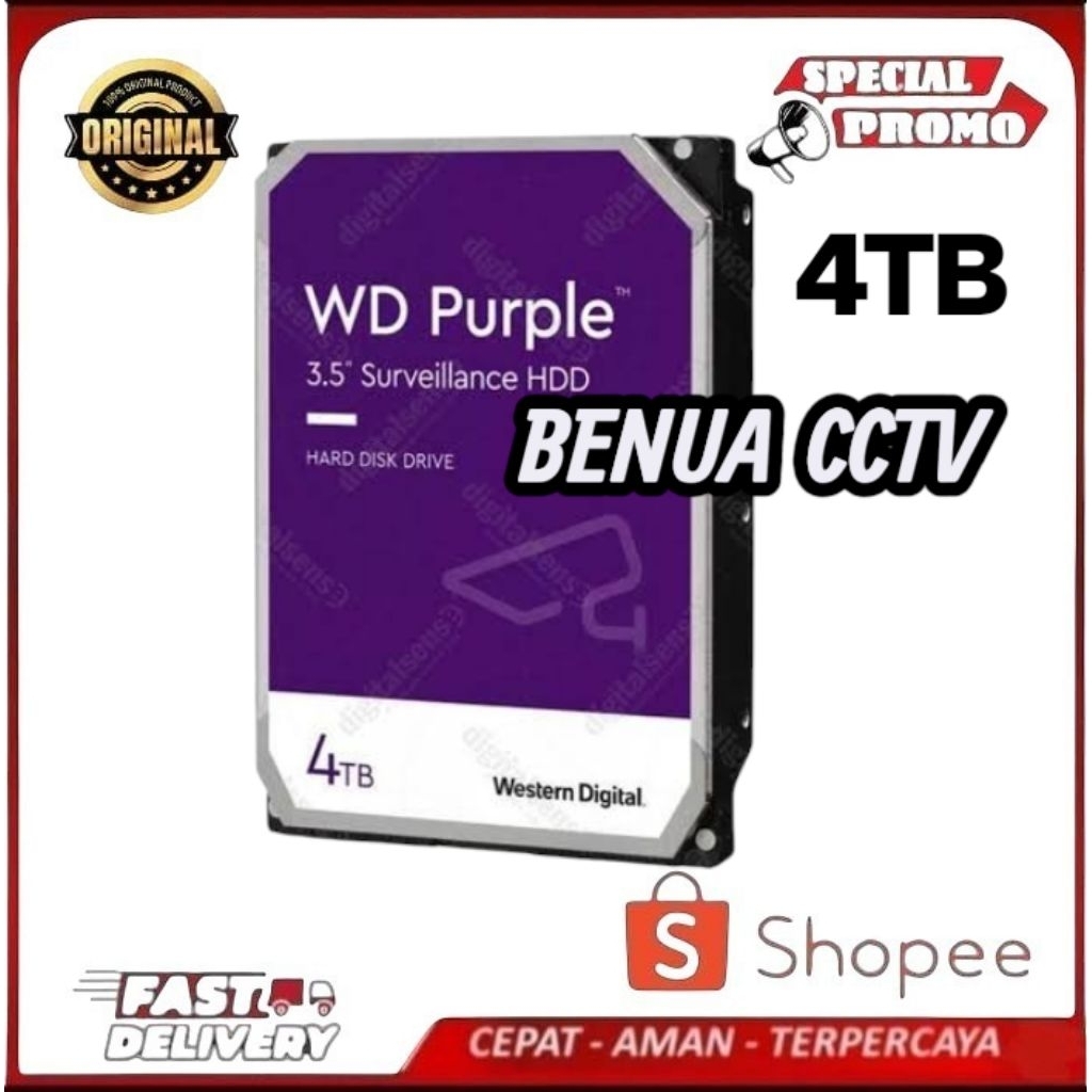 WD Purple 4TB / WD CCTV 4TB / WD Surveillance 4TB / WD Purple 4 TB / HDD/ HD/ Hardisk/ Harddisk