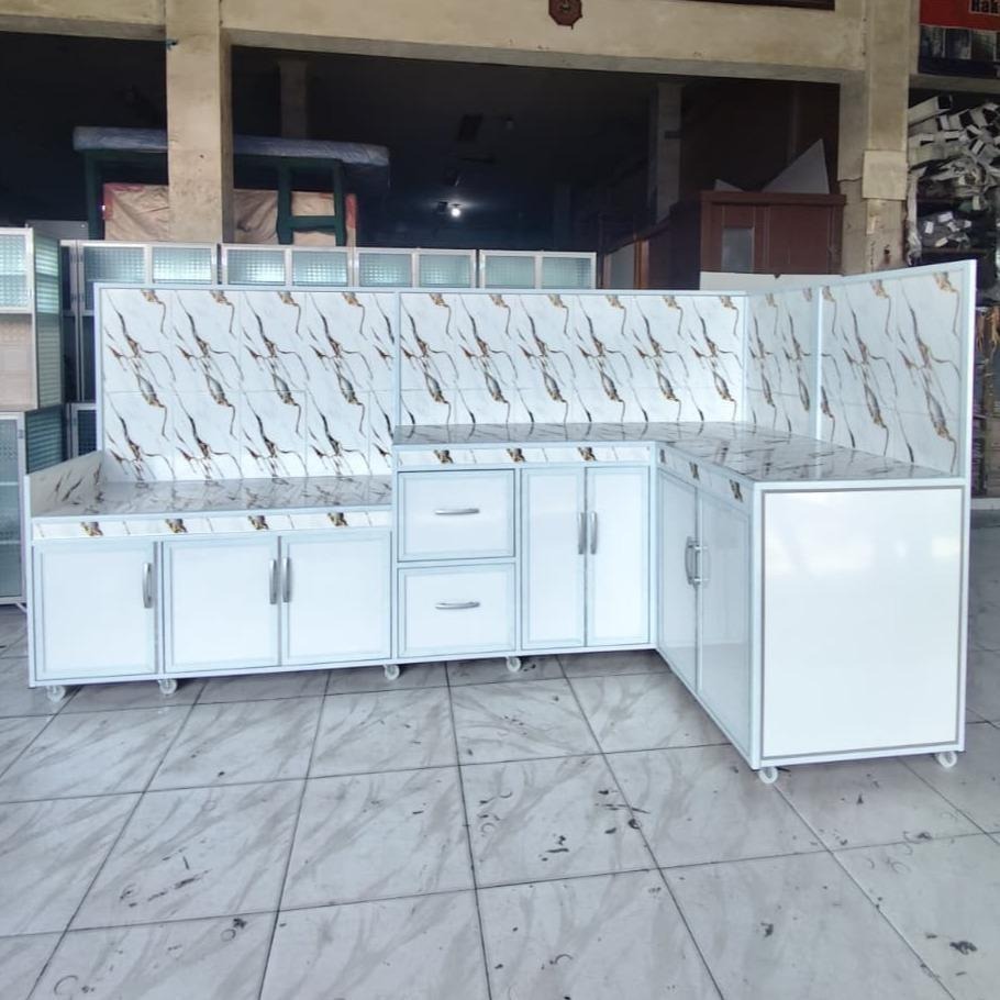 Kitchen Set Letter L / Kitchen Set Tiang Holo Aluminium / Kitchen Set Minimalis Sudut / DROP ONLY JA