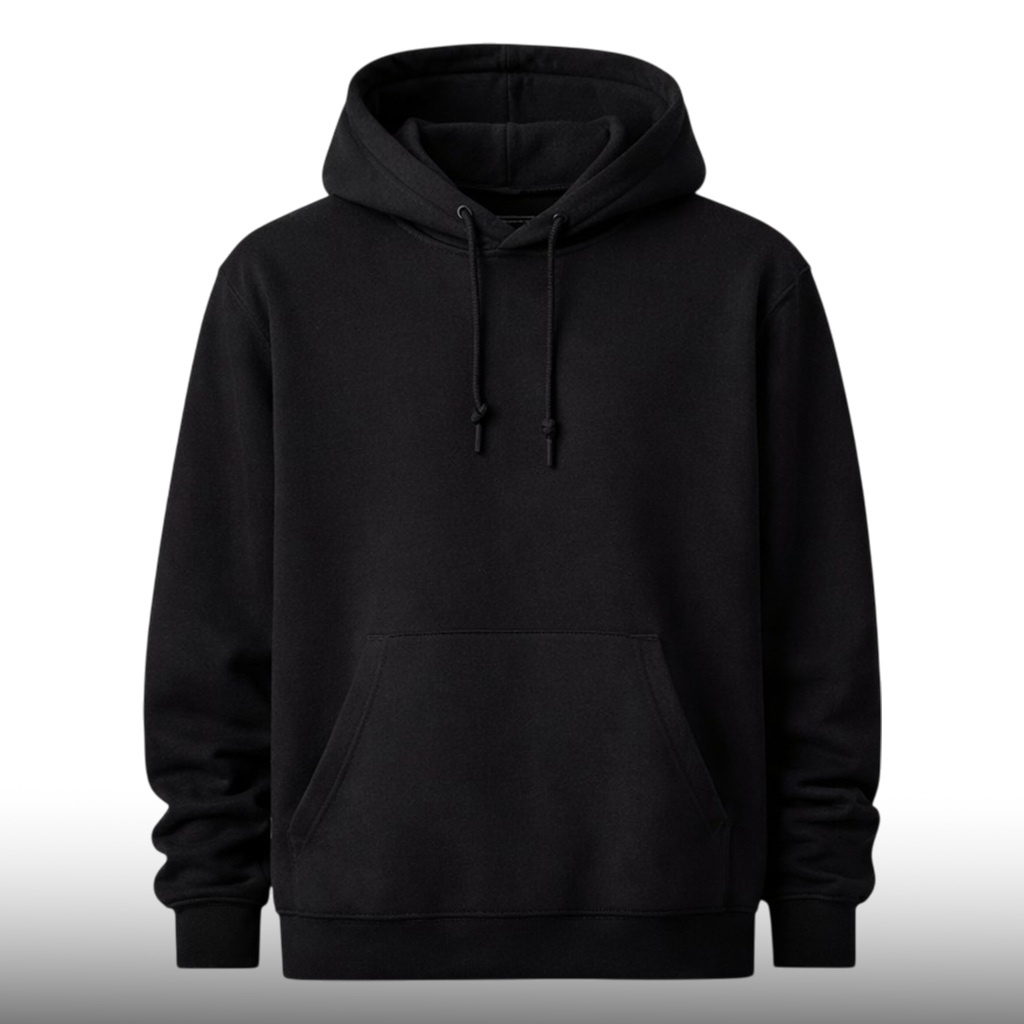 Pols -  Hoodie Cotton Fleece 280gsm - Hoodie Polos HITAM Pria Wanita