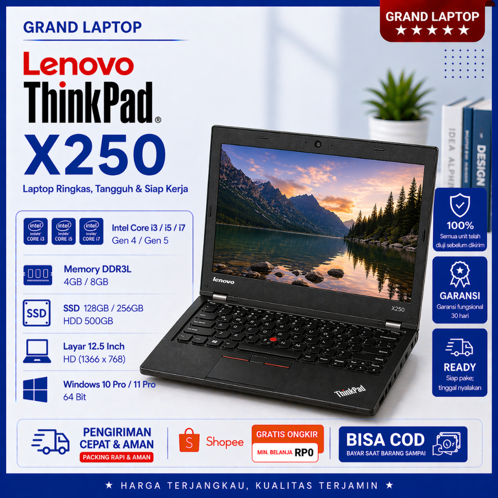 Laptop Lenovo Thinkpad X250 Core I3 I5 I7 Gen 5 LIKE NEW PALING MURAH PALING MULUS WORT IT TO BUY
