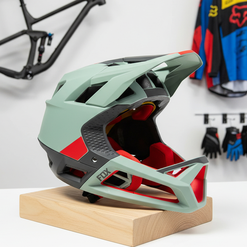 Fox Proframe Blocked CE Eucalyptus Helm Sepeda MTB Downhill Enduro BMX Full Face Original Fox Racing
