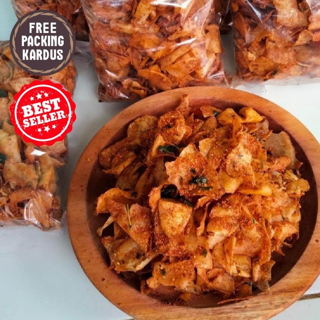 Keripik Singkong Pedas Daun Jeruk / Kripset Singkong Pedas Aroma Daun Jeruk ( GRATIS PACKING PLASTIK