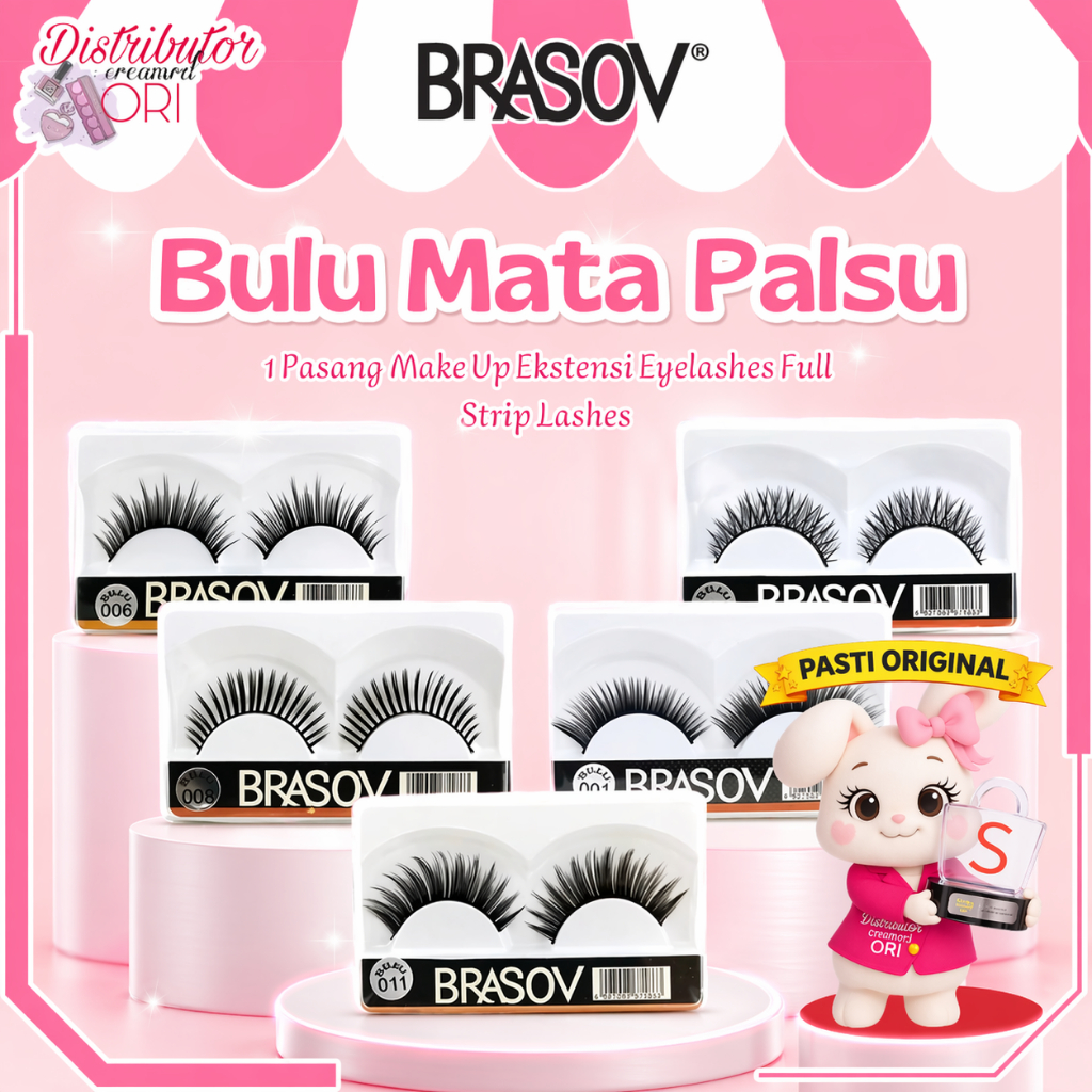 BRASOV Bulu Mata Palsu 1 Pasang Make Up Ekstensi Eyelashes Full Strip Lashes | BPOM