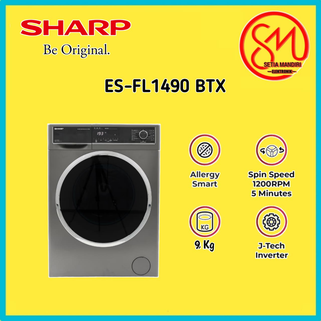 MESIN CUCI SHARP FRONT LOADING ES-FL1280BTX [8Kg] / ES-FL1490BTX [9Kg]
