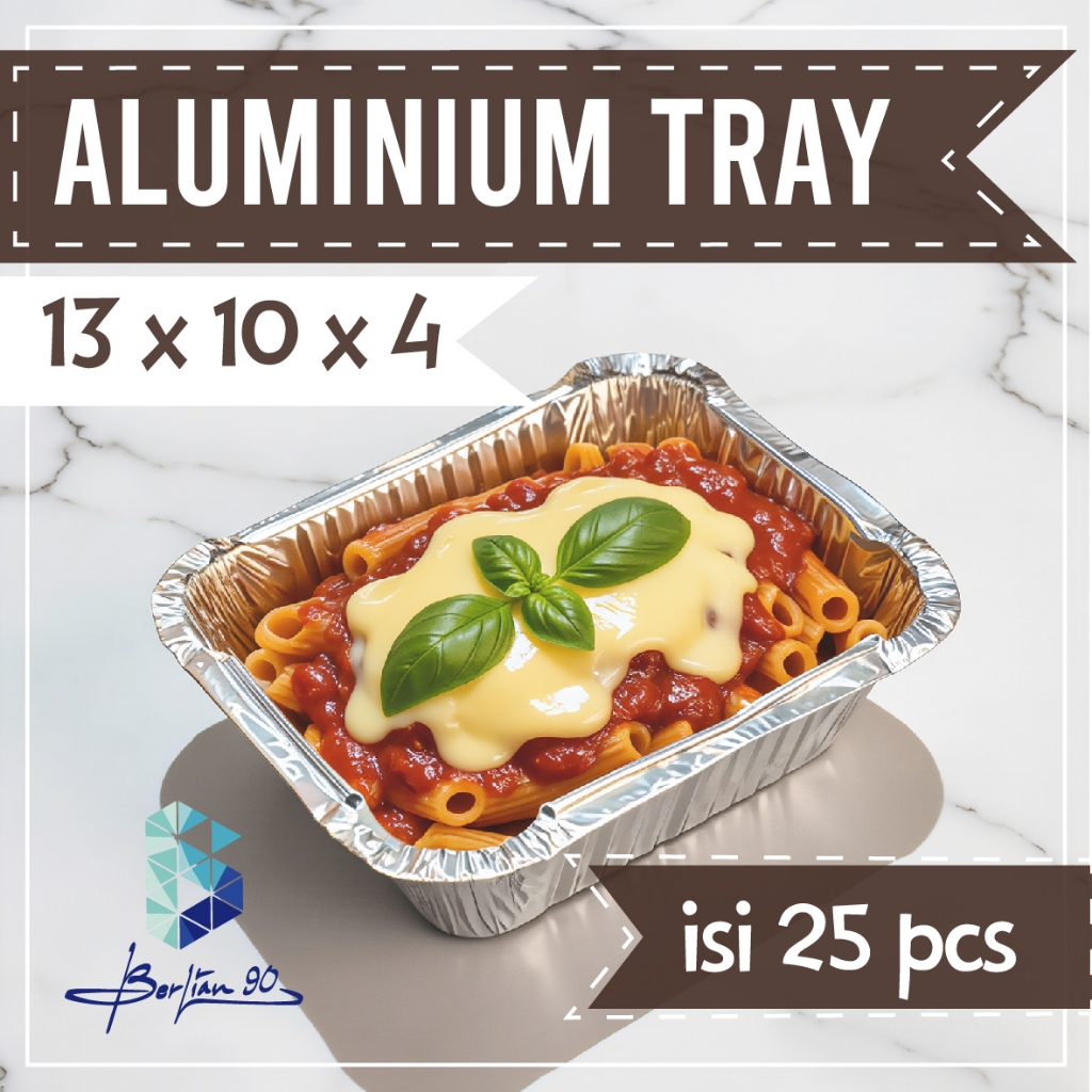 Aluminium Foil Tray  13x10x4 - Kotak Aluminium Persegi 20cm, Higienis & Praktis