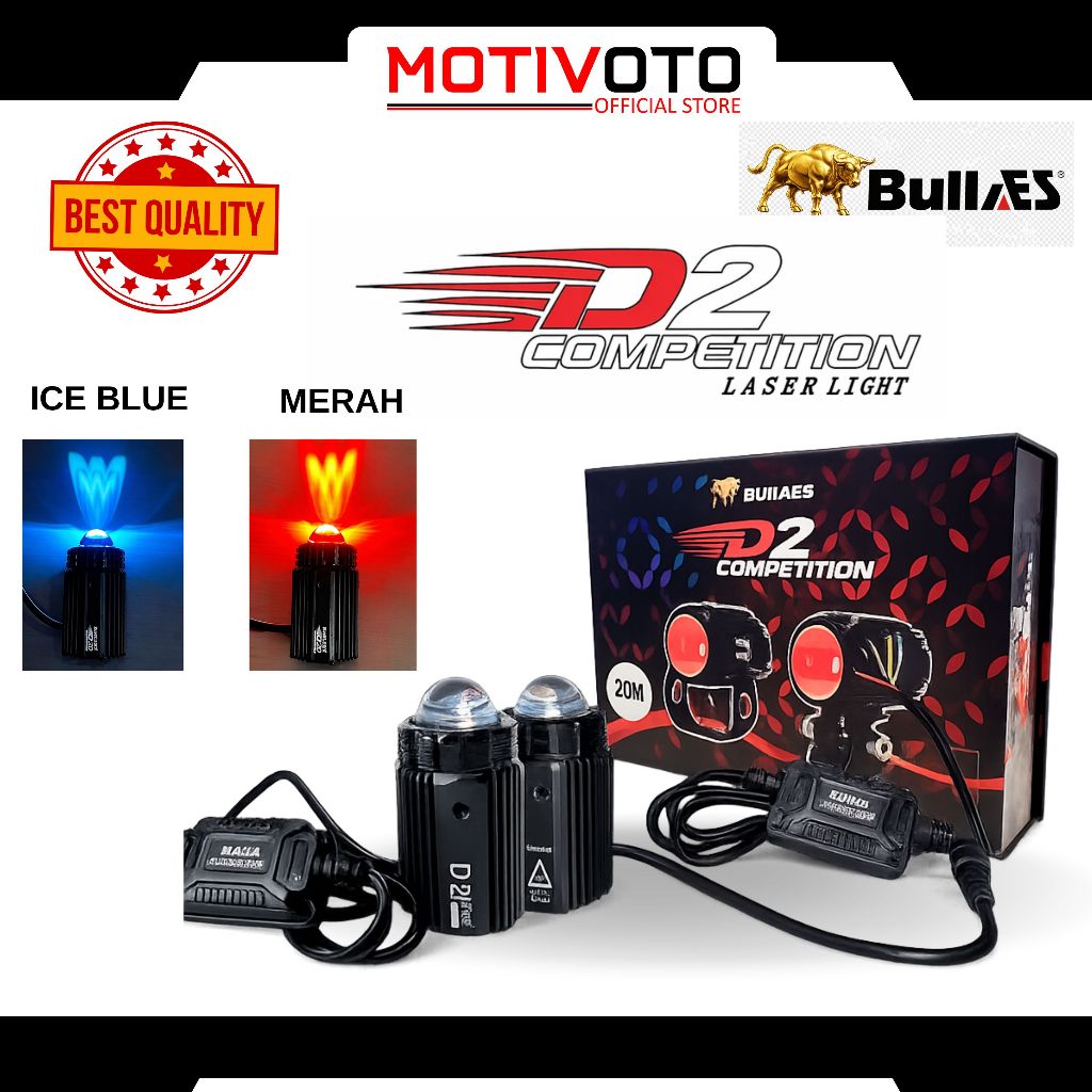 Lampu Tembak Laser BullAES D2 Competition 20 Watt Fog Lamp Lampu Tembak Kabut Devil Eyes BULLAES ori