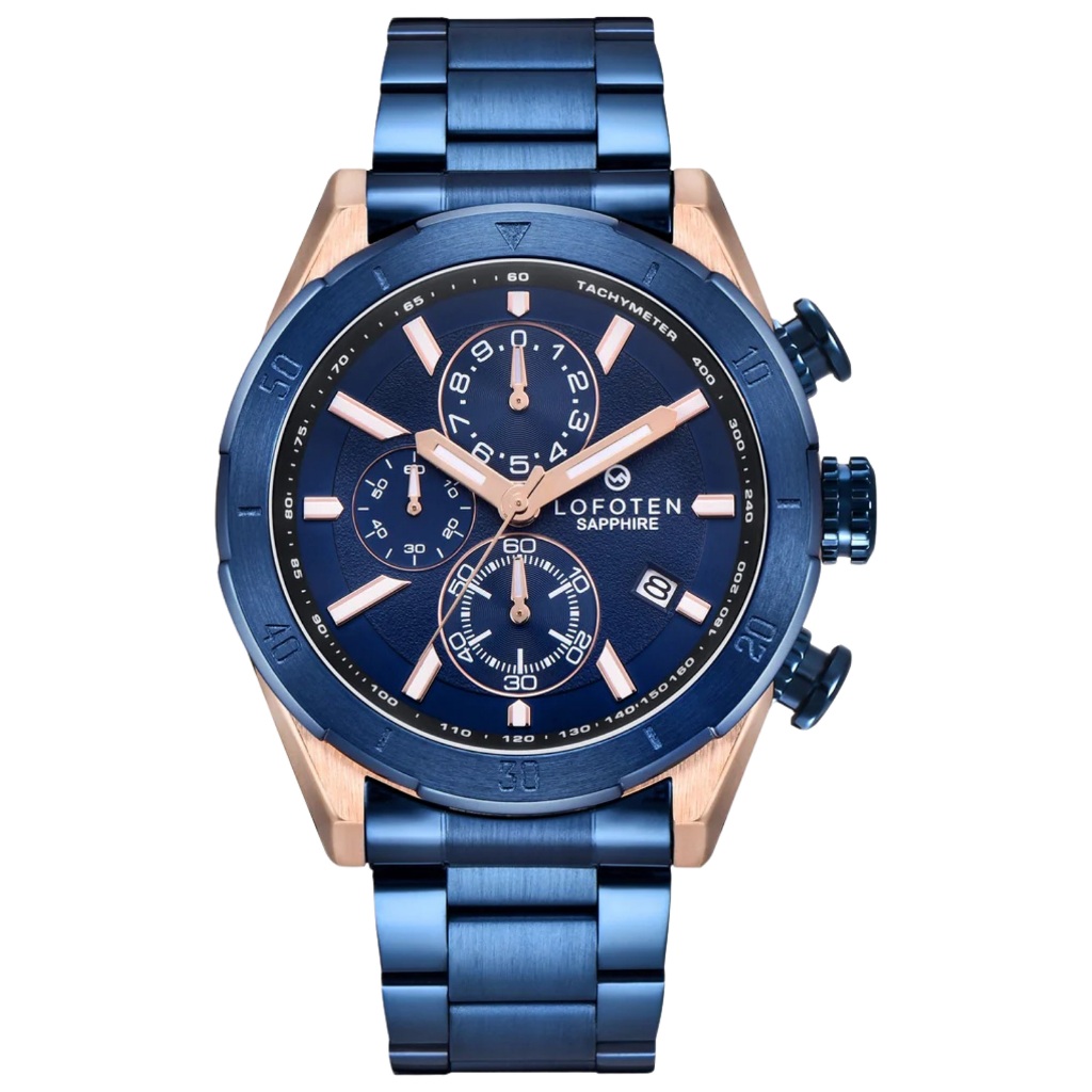 Galery Jam Tangan LOFOTEN F-6517MC Blue Rosegold Stainless Steel