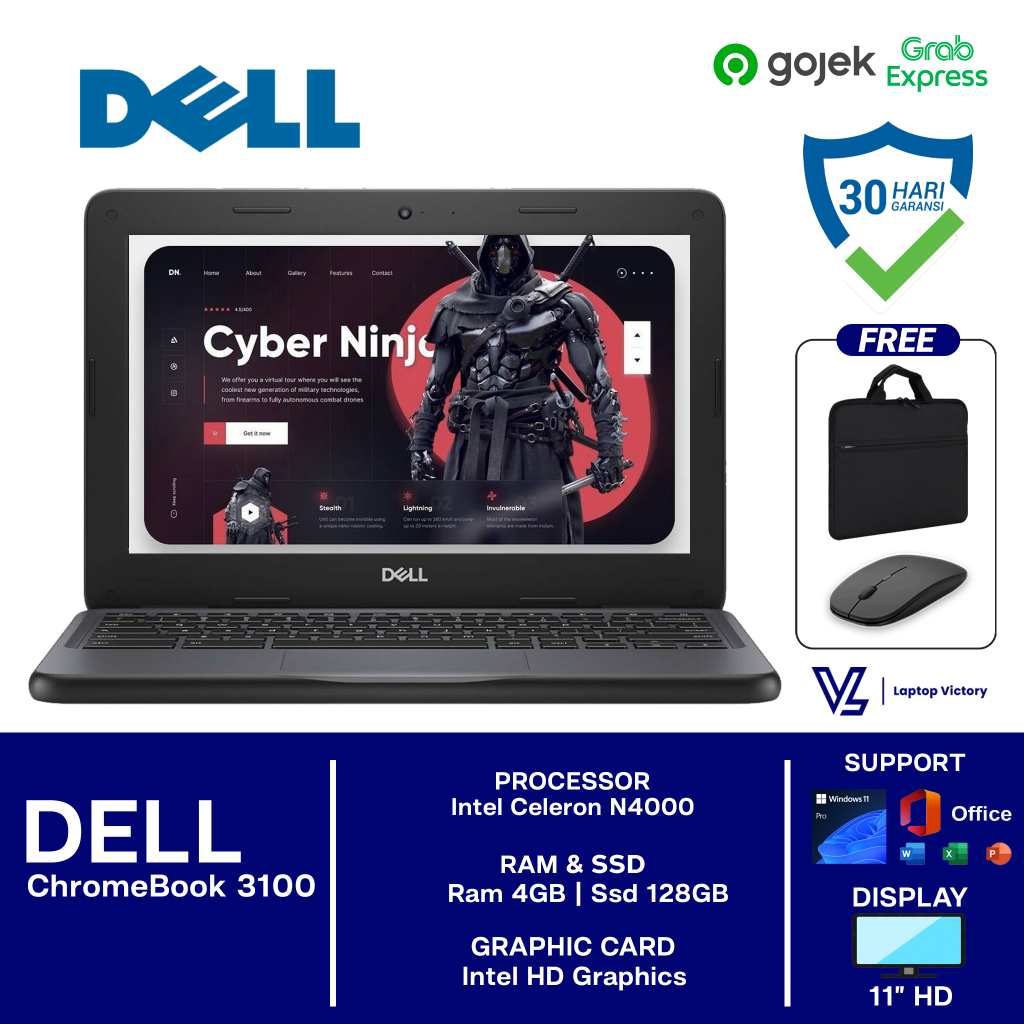 [Laptop Victory] Laptop Sekolah Dell 3100 Intel Celeron N4000 | Support Zoom Meeting Siap Pakai