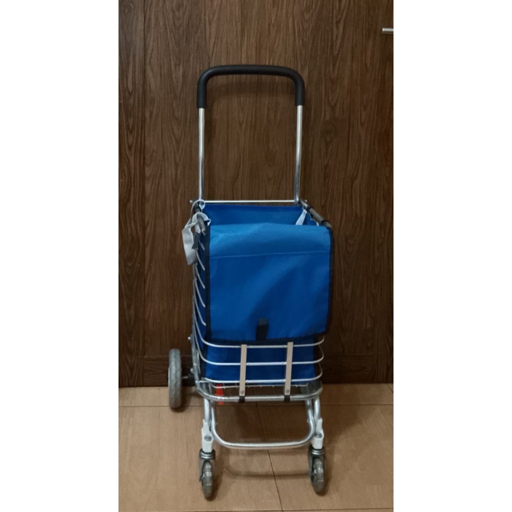 TROLI BELANJA/TROLLEY BELANJA  LIPAT ALUMINIUM RODA 4 DAN TAS