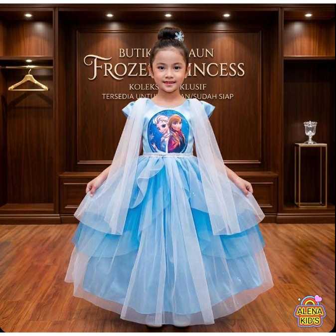 GAUN PESTA ANAK FROZEN GAU PESTA ULANG TAHUN UMUR 3-8 TAHUN COD