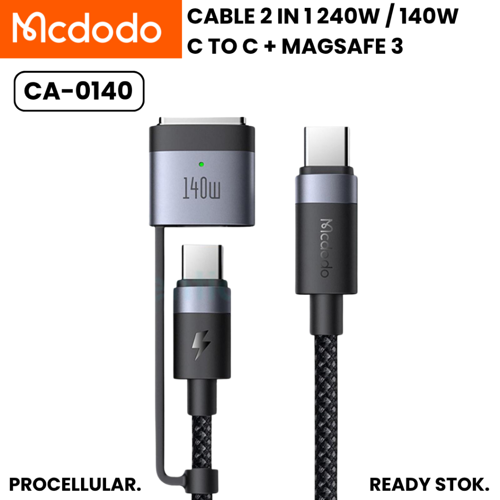 Mcdodo Kabel Charger 2in1 Type C to MagSafe 3 140W 240W MacBook Air Pro M1 M2 CA-0140