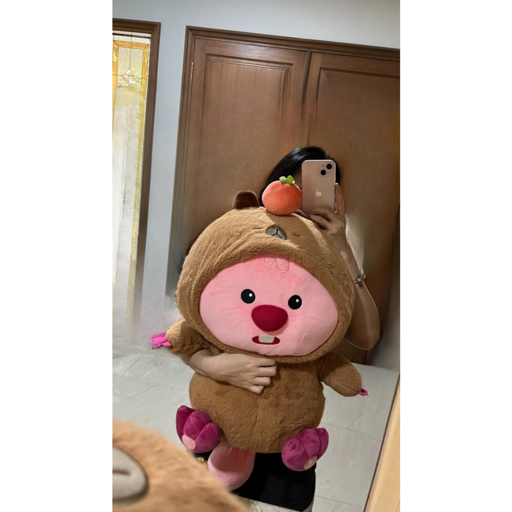 JUMBO Plush Boneka MINISO Loopy Brown Persimmon Capybara Premium Quality Mainan Plushie LUCU BESAR
