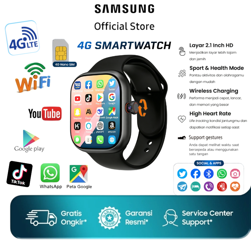 Samsung Smartwatch M16/S9Ultra Sim Card Support GPS NFC 4G/5G  360° Rotational Camera Support Video 