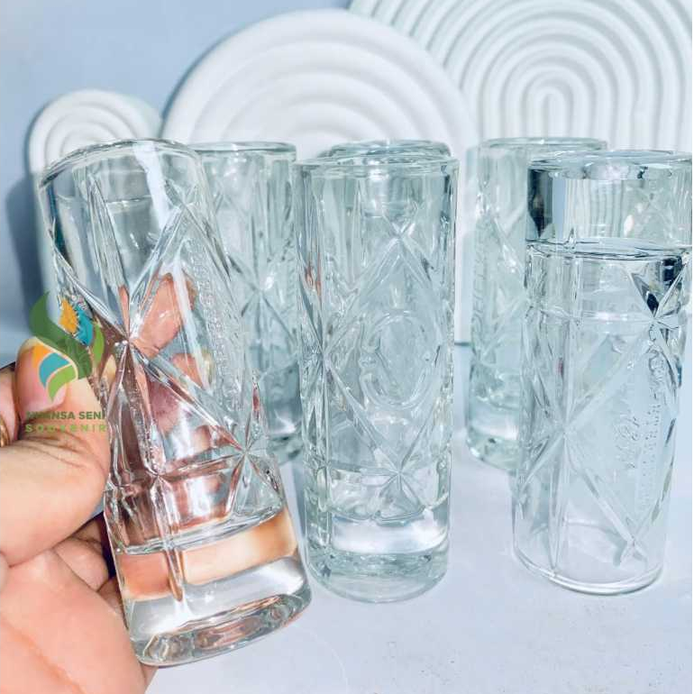 Souvenir Gelas Sloki Tinggi Gelas Kaca Minum Wiski Gelas Jamu Tinggi Langsing Bening Polos