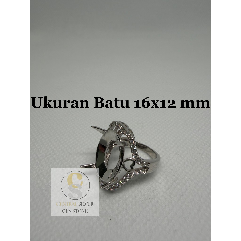 Emban Cincin Silver 925 pria untuk batu akik [Ukuran 16x12 mm]