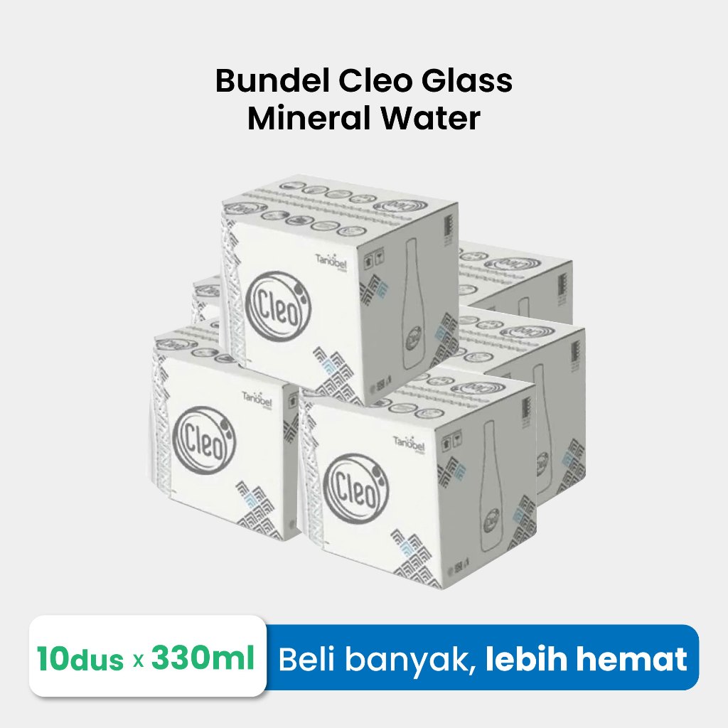 [Beli 10] Cleo Air Murni Botol Kaca 330 ml 1pack (isi 12 botol)