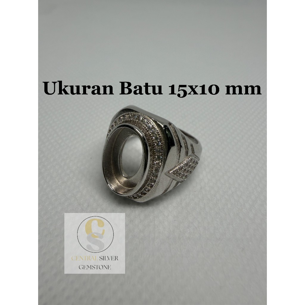 Emban Cincin Silver 925 pria untuk batu akik [Ukuran 15x10 mm]