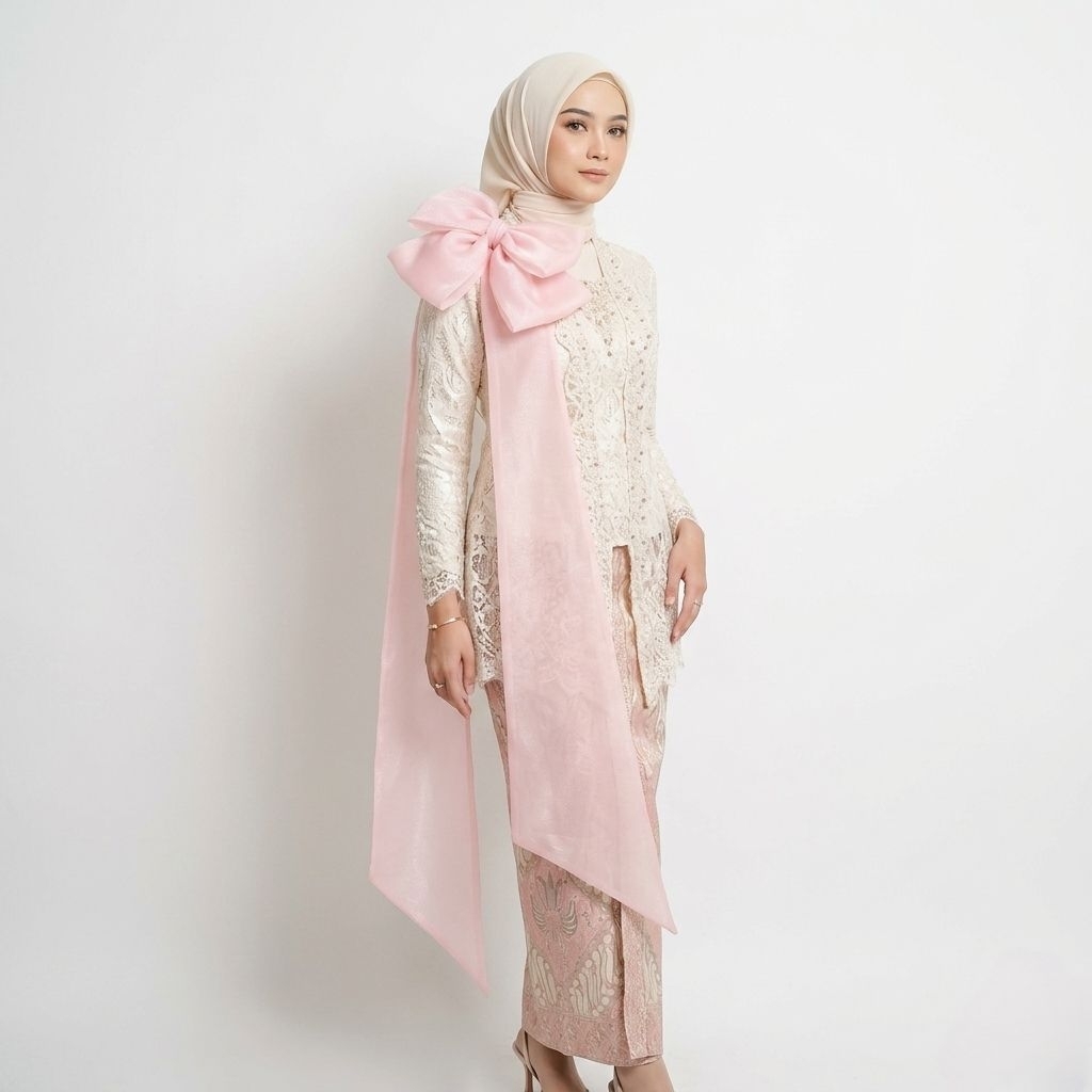 Pita Bahu Baju Gamis Wanita Organza Glowing Berekor Panjang Stylish & Elegan