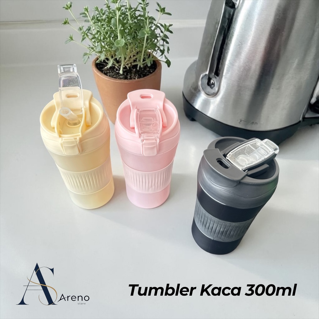 Tumbler Minum Kaca 300ml Gelas Kopi Kaca Tahan Panas Dan Dingin || Tumbler Souvenir || Termos