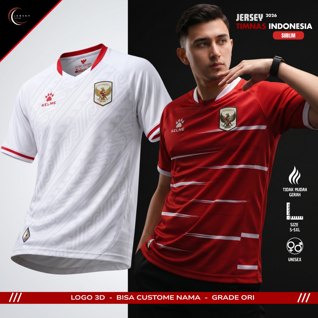 Jersey Timnas Indonesia 2026 Kelme Grade Ori baju bola timnas Unisex