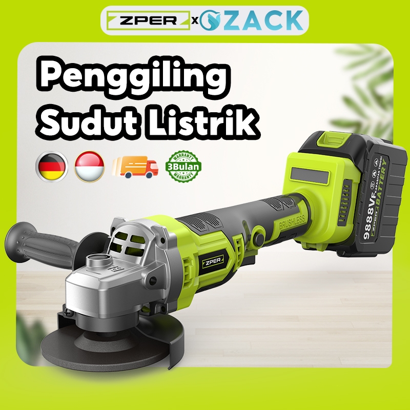 ZACK x ZPER Mesin Gerinda Listrik Gerinda Sudut Tangan Cordless Tanpa Kabel Baterai Portable Multifu
