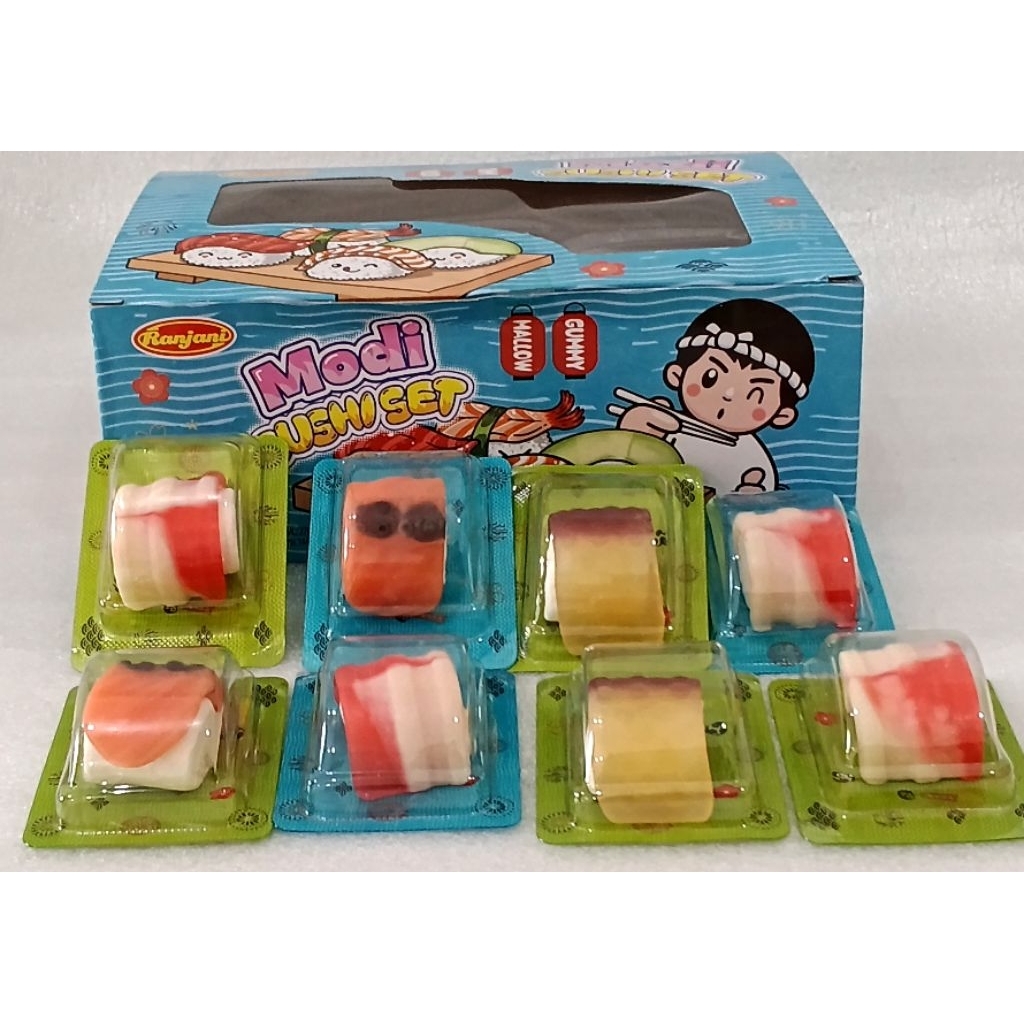 Exp SEP 2027 - (1 Box Isi 24Pcs) Ranjani MODI SUSHI SET - Permen Gummy & Marshmallow Bentuk Sushi Bo