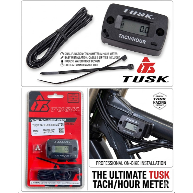 Tusk Tach Hour Meter RPM & Jam Mesin Motor Trail Universal - Original Tusk Racing